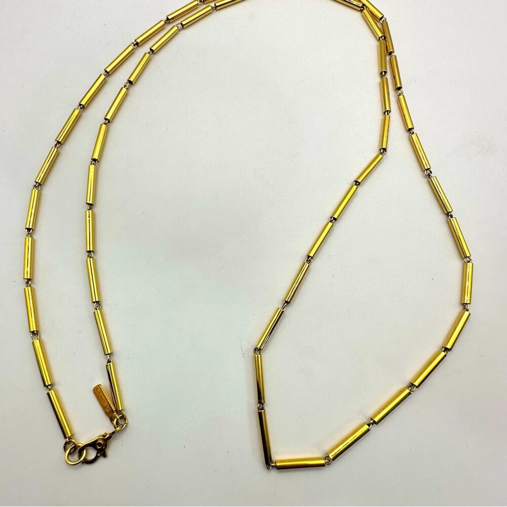 Monet Necklace Long Chain Necklace Gold Tubes Retro Vintage Jewelry Work Office